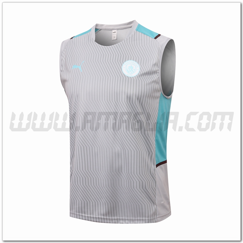 Canotta da Allenamento Manchester City Grigio 2021 2022