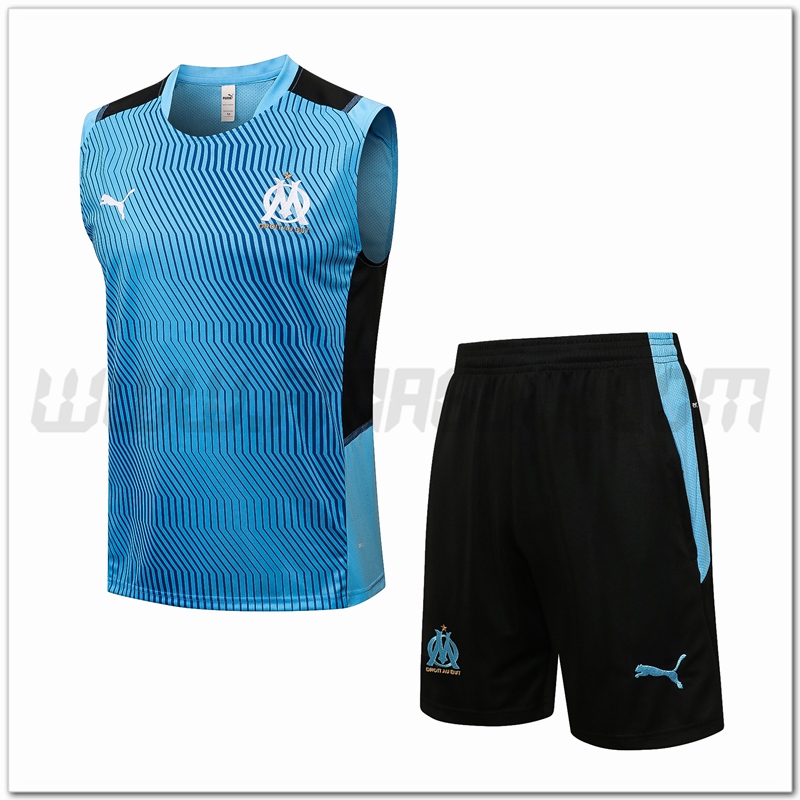 Canotta da Allenamento Marsiglia OM + Pantaloncini Nero/Blu 2021 2022