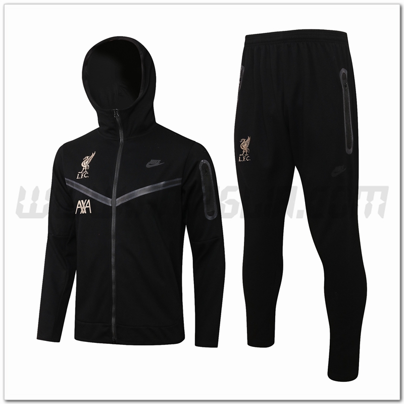 Tuta Giacca con Cappuccio FC Liverpool Nero 2021 2022