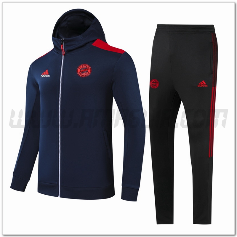 Tuta Giacca con Cappuccio Bayern Monaco Bambino Nero/Giallo 2021 2022