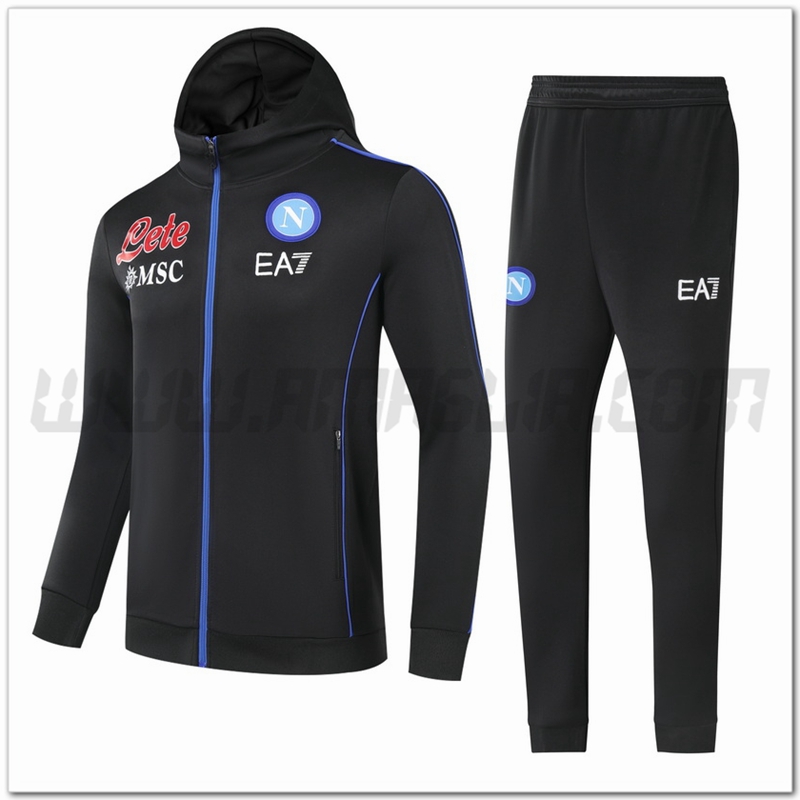 Tuta Giacca con Cappuccio SSC Napoli Bambino Nero 2021 2022