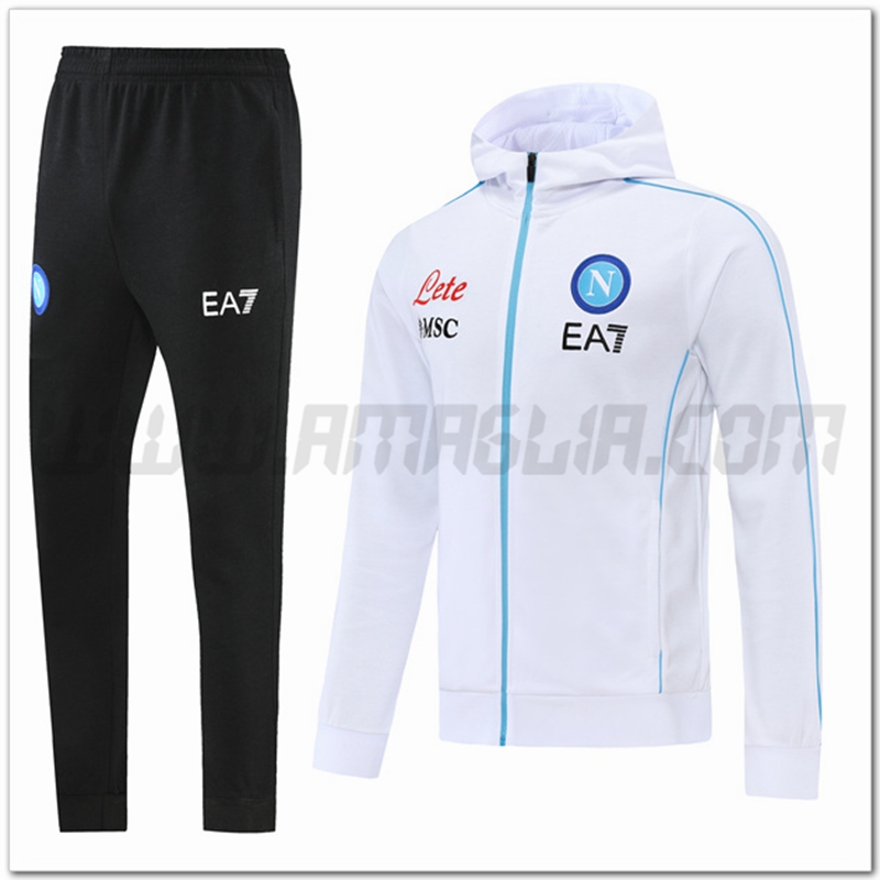 Tuta Giacca con Cappuccio SSC Napoli Bianco 2022 2023