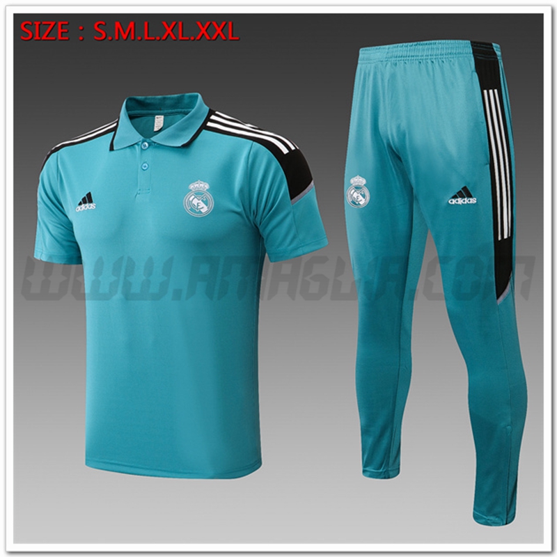 Kit Maglia Polo Real Madrid + Pantaloni Blu 2022 2023