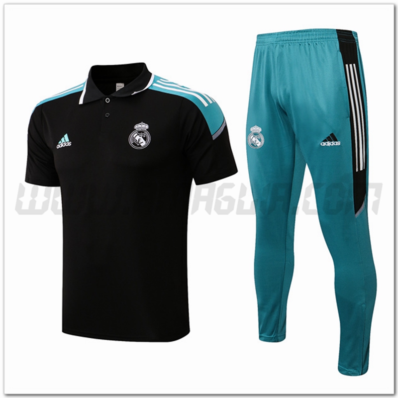 Kit Maglia Polo Real Madrid + Pantaloni Nero 2022 2023
