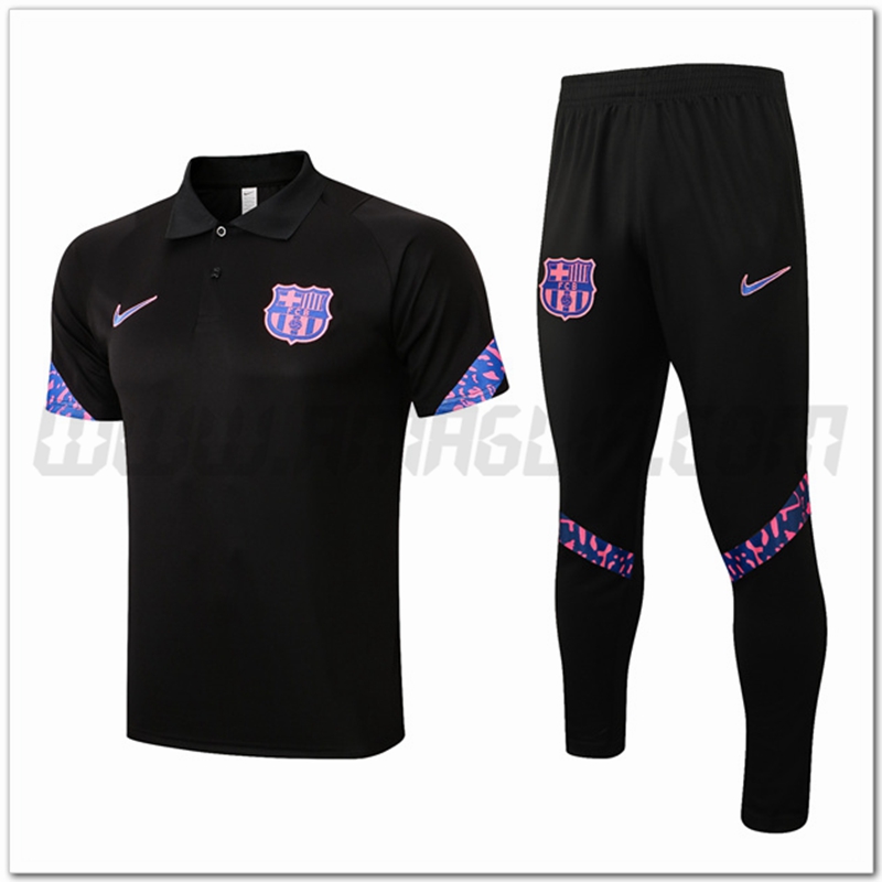 Kit Maglia Polo FC Barcellona + Pantaloni Nero 2022 2023