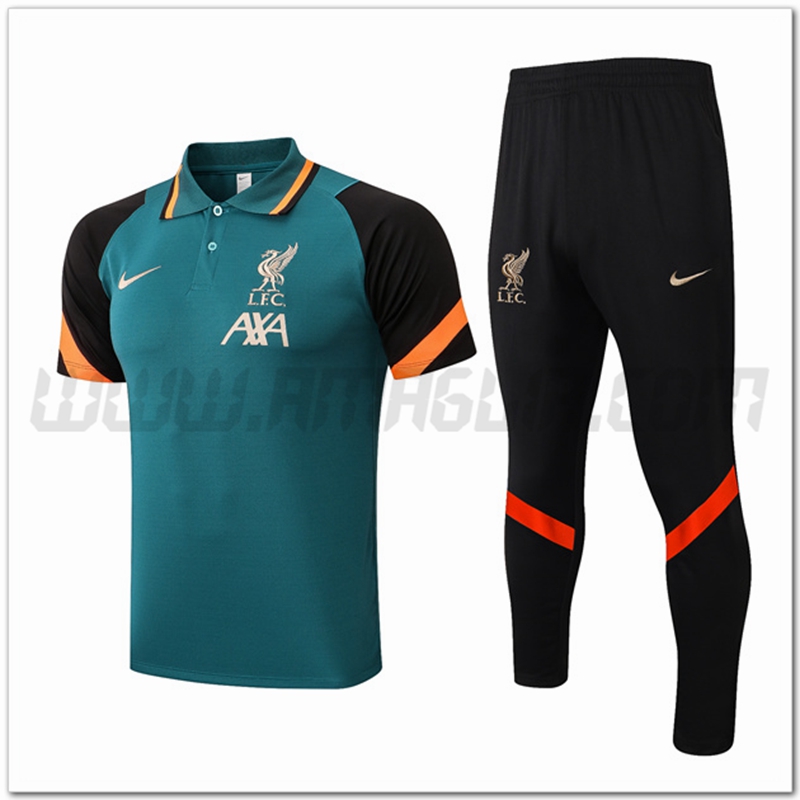 Kit Maglia Polo FC Liverpool + Pantaloni Verde 2022 2023