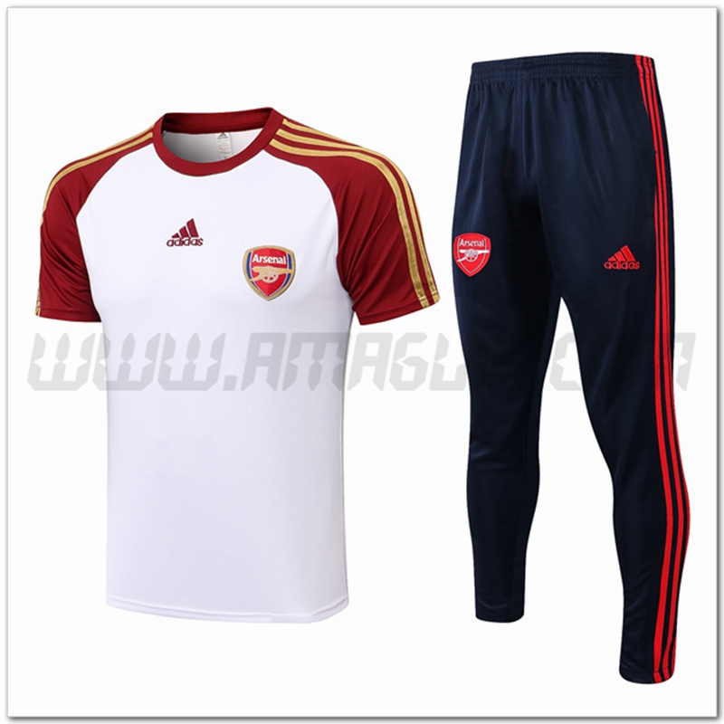 KIT Maglia Allenamento Arsenal + Pantaloni Bianco/Rosso 2022 2023