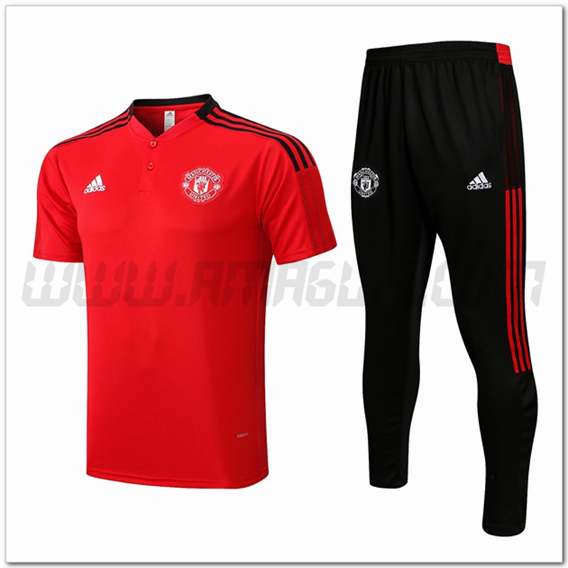 KIT Maglia Allenamento Manchester United + Pantaloni Rosso 2022 2023