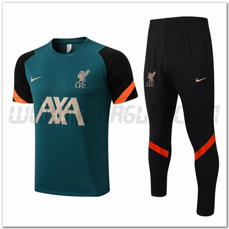 KIT Maglia Allenamento FC Liverpool + Pantaloni Verde/Nero 2022 2023