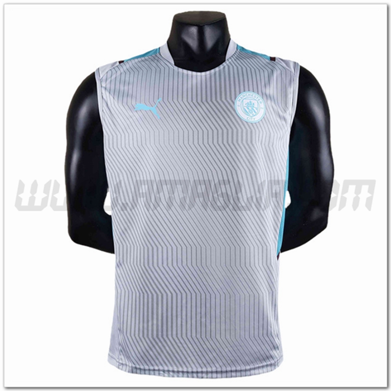 Maglia Allenamento Senza Maniche Manchester City Grigio 2022 2023