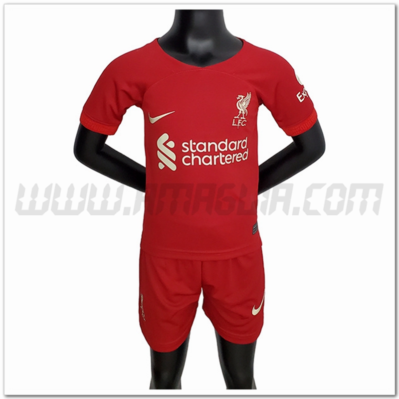 Kit Maglia FC Liverpool Bambino Prima 2022 2023