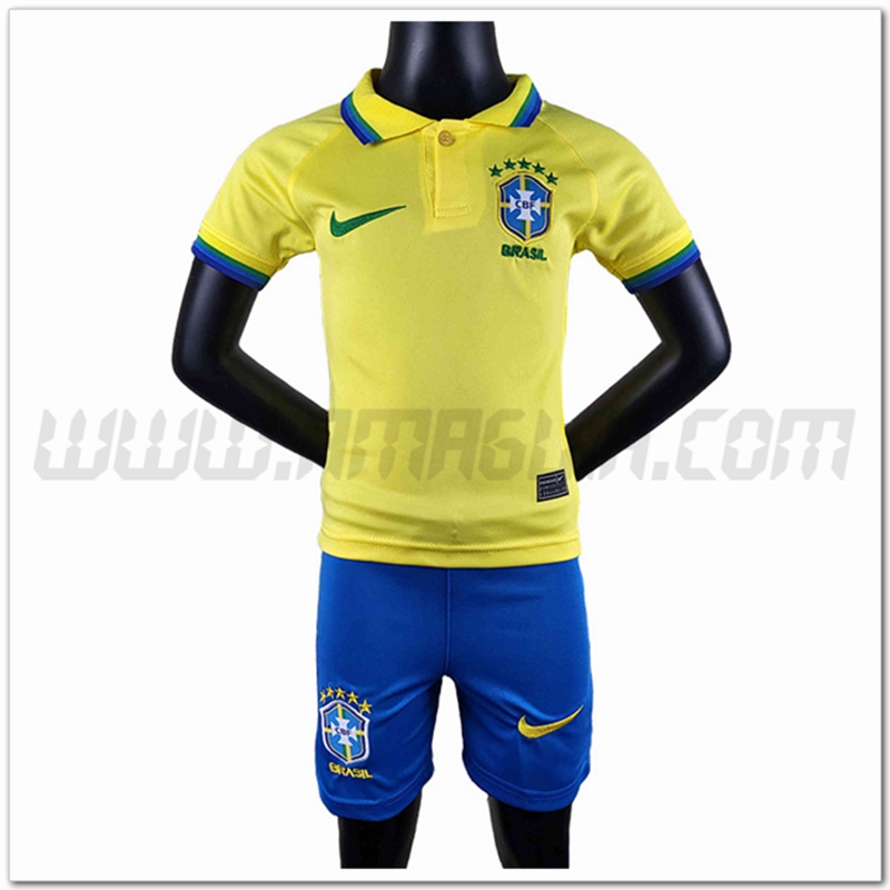 Kit Maglia Brasile Bambino Prima Mondiali 2022
