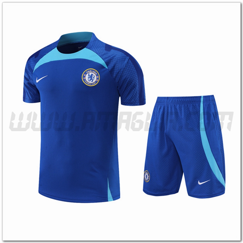 Maglia Allenamento FC Chelsea + Pantaloncinis Blu 2022 2023