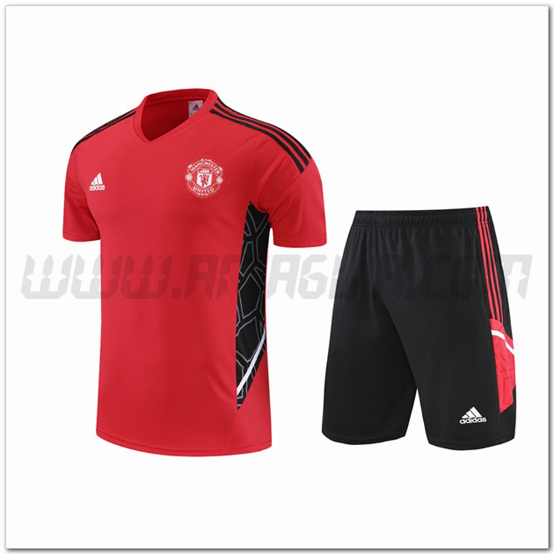 Maglia Allenamento Manchester United + Pantaloncinis Rosso 2022 2023