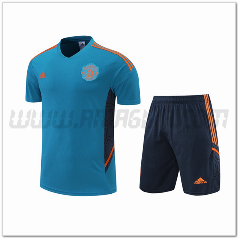 Maglia Allenamento Manchester United + Pantaloncinis Blu 2022 2023