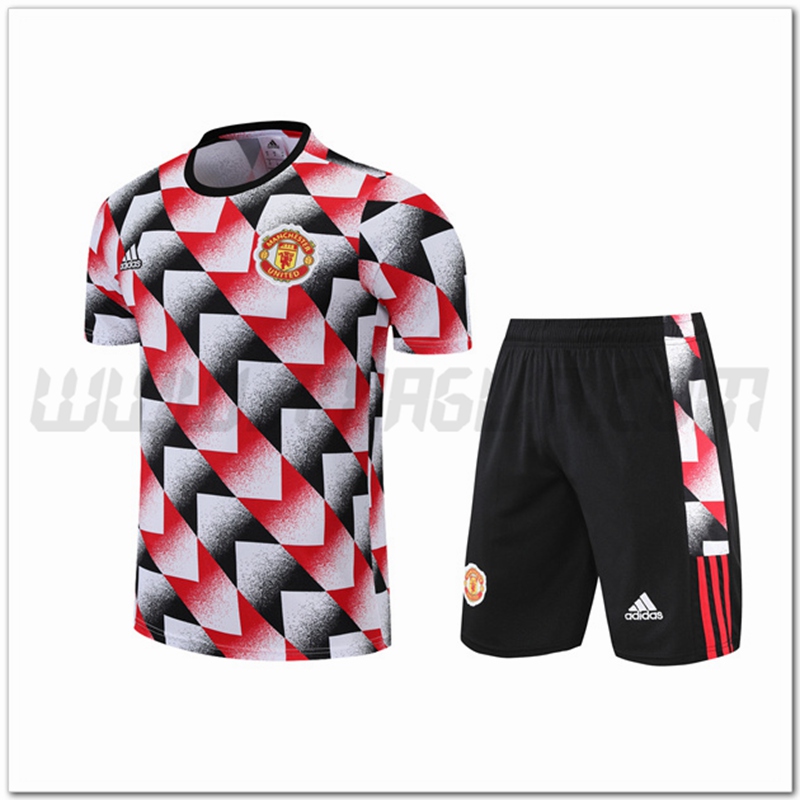 Maglia Allenamento Manchester United + Pantaloncinis Nero/Rosso 2022 2023