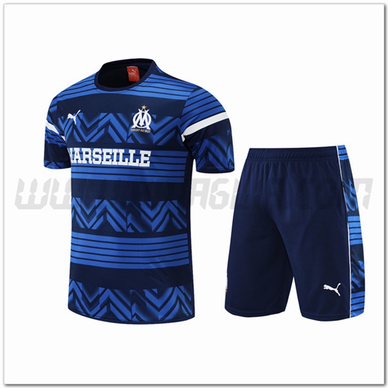 Maglia Allenamento Marsiglia + Pantaloncinis Blu 2022 2023