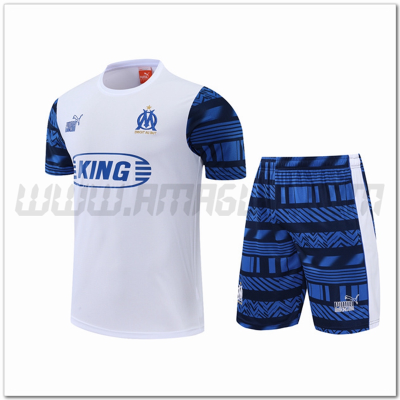 Maglia Allenamento Marsiglia + Pantaloncinis Bianco 2022 2023