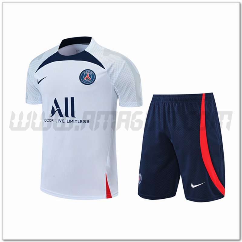 Maglia Allenamento PSG + Pantaloncinis Bianco 2022 2023