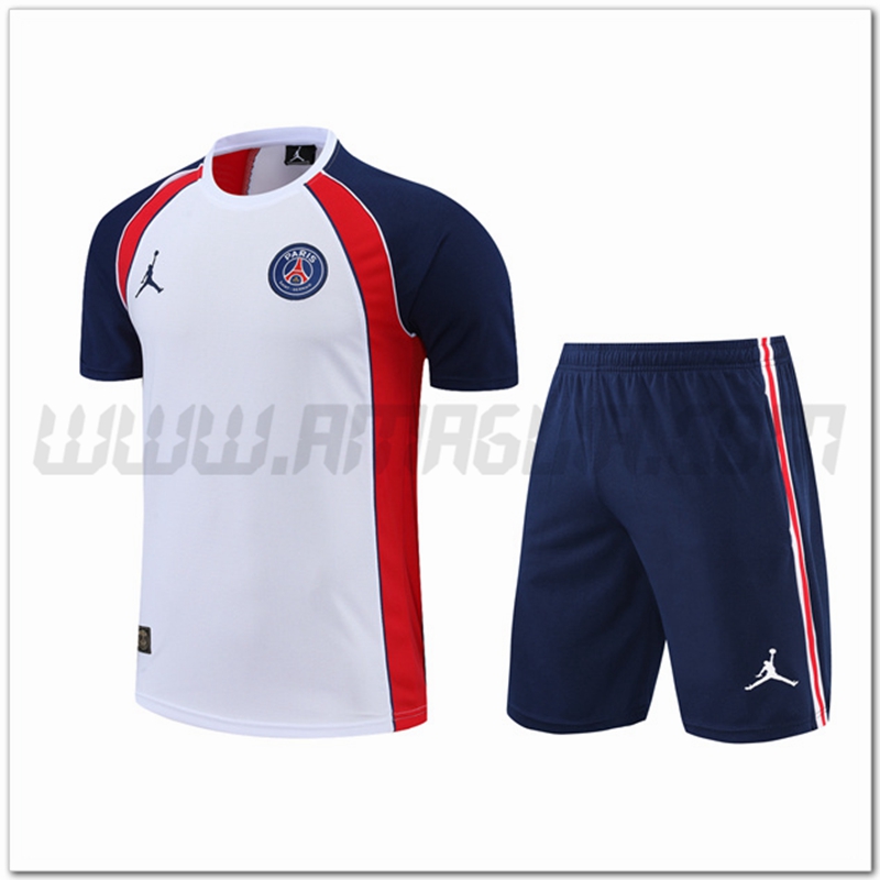 Maglia Allenamento Jordan PSG + Pantaloncinis Bianco/Rosso 2022 2023