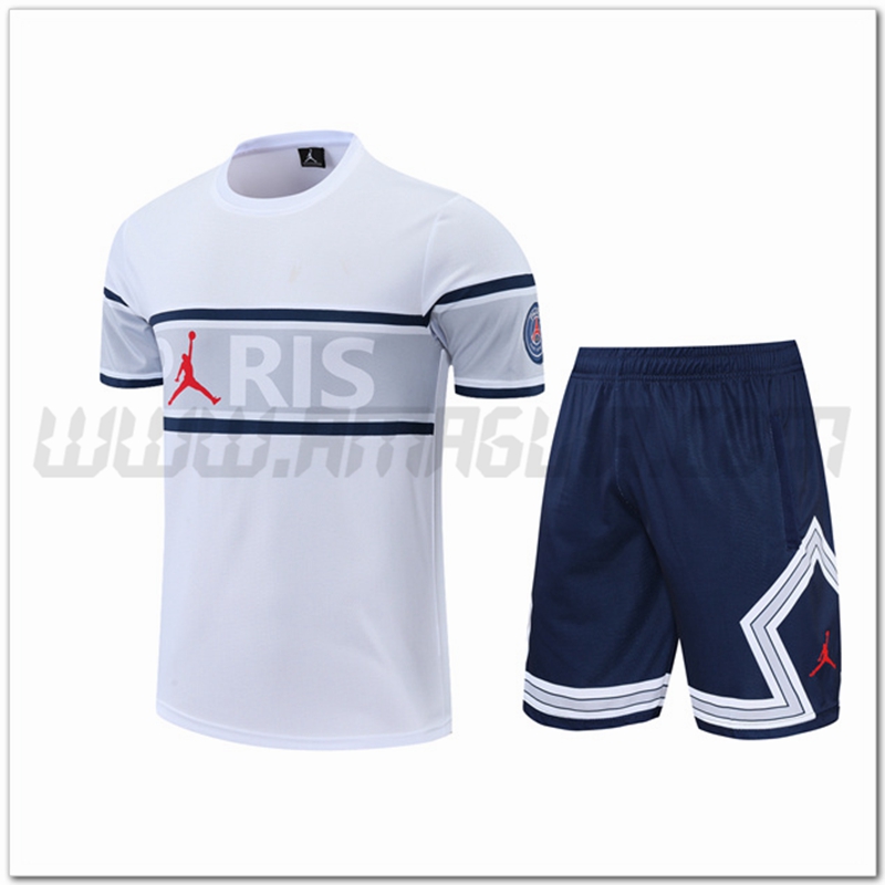 Maglia Allenamento Jordan PSG + Pantaloncinis Nero/Bianco 2022 2023