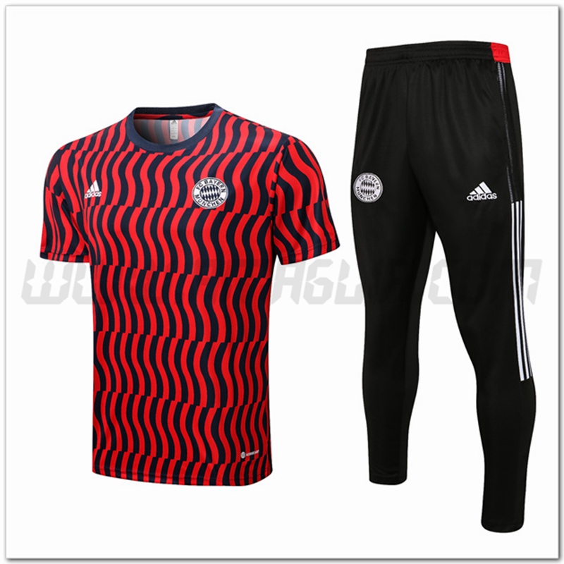 Maglia Allenamento Bayern Monaco + Pantaloni Rosso/Nero 2022 2023