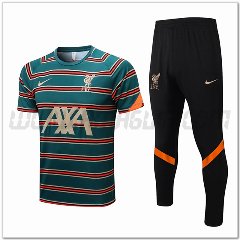 Maglia Allenamento FC Liverpool + Pantaloni Verde/Rosso 2022 2023