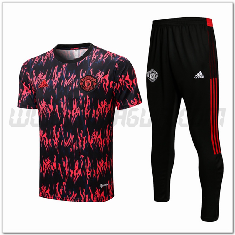 Maglia Allenamento Manchester United + Pantaloni Nero/Rosso 2022 2023