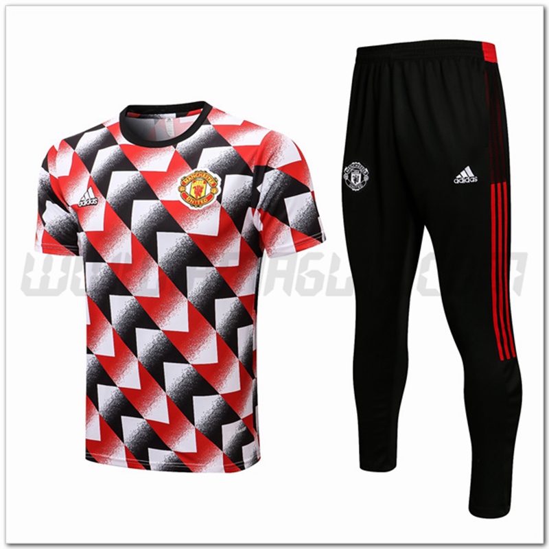 Maglia Allenamento Manchester United + Pantaloni Rosso/Nero 2022 2023