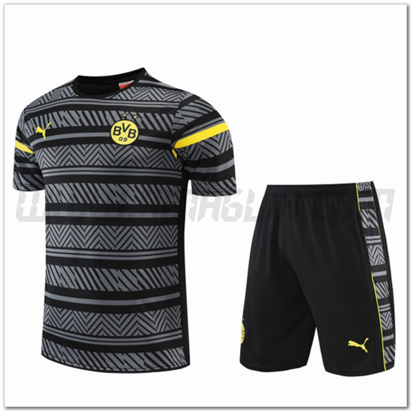 Maglia Allenamento Dortmund BVB + Pantaloncinis Grigio 2022 2023