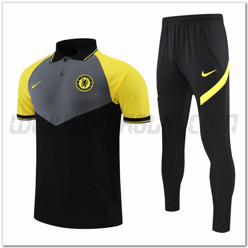 Maglia Polo FC Chelsea + Pantaloni Nero/Giallo 2022 2023