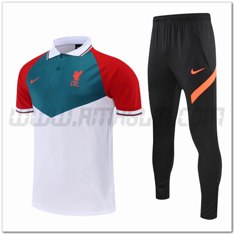 Maglia Polo FC Liverpool + Pantaloni Bianco/Rosso 2022 2023