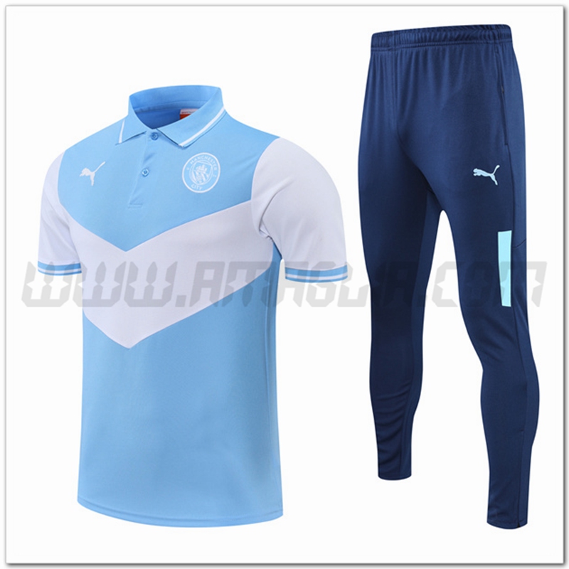 Maglia Polo Manchester City + Pantaloni Blu 2022 2023