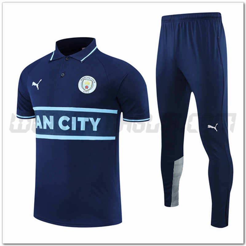 Maglia Polo Manchester City + Pantaloni Blu Marino 2022 2023