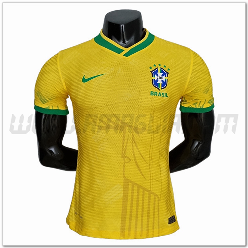 Maglia Squadra Brasile Versione giocatore classica 2022 2023 Giallo