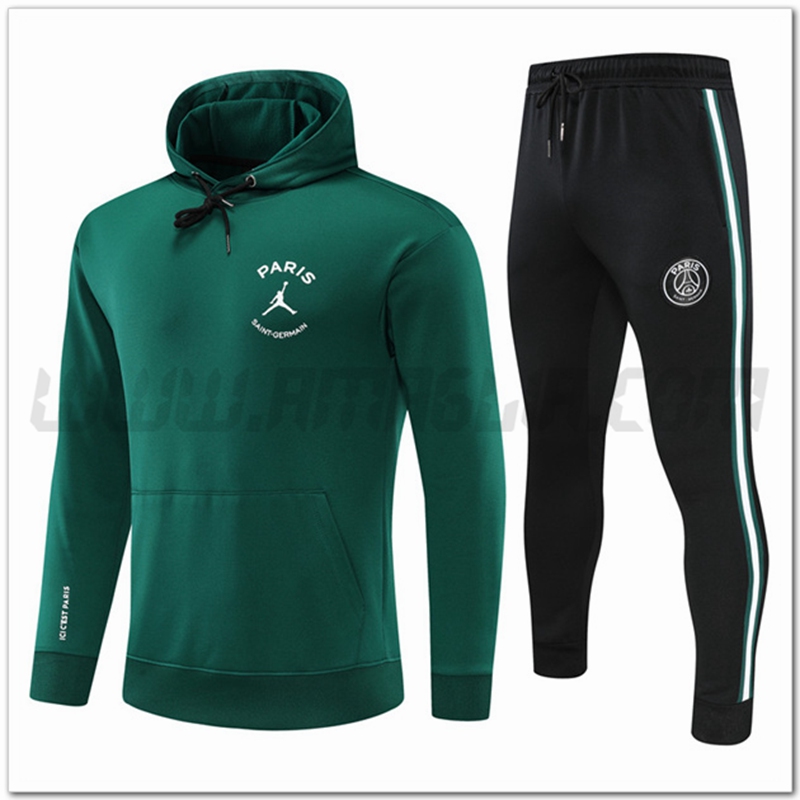 Tuta Giacca con Cappuccio Jordan PSG Verde 2022 2023