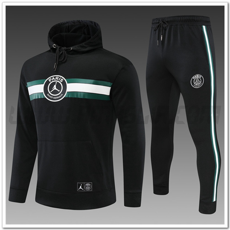 Tuta Giacca con Cappuccio Jordan PSG Bambino Nero Verde 2022 2023