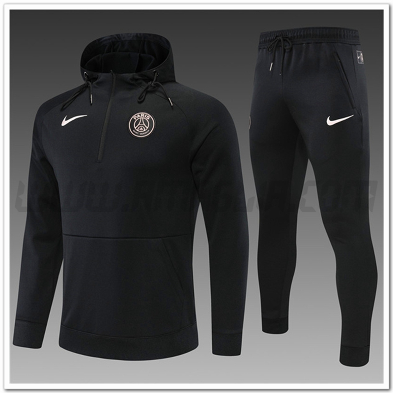 Tuta Giacca con Cappuccio PSG Bambino Nero 2022 2023