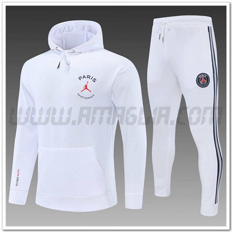 Tuta Giacca con Cappuccio Jordan PSG Bambino Bianco 2022 2023
