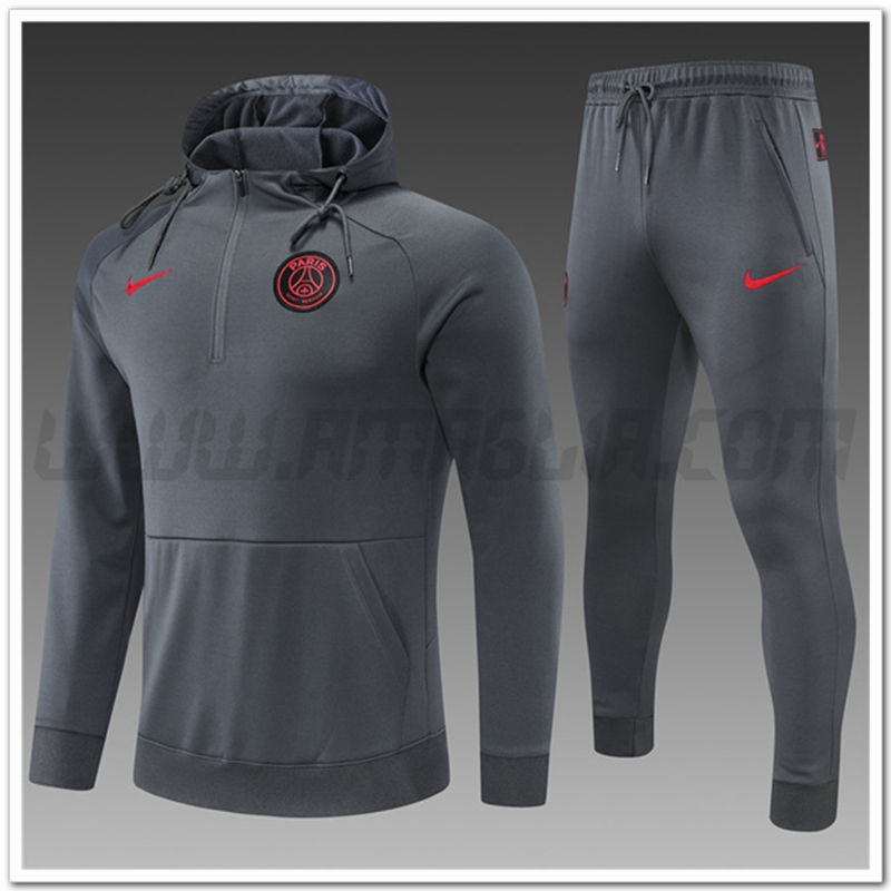 Tuta Giacca con Cappuccio PSG Bambino Grigio 2022 2023