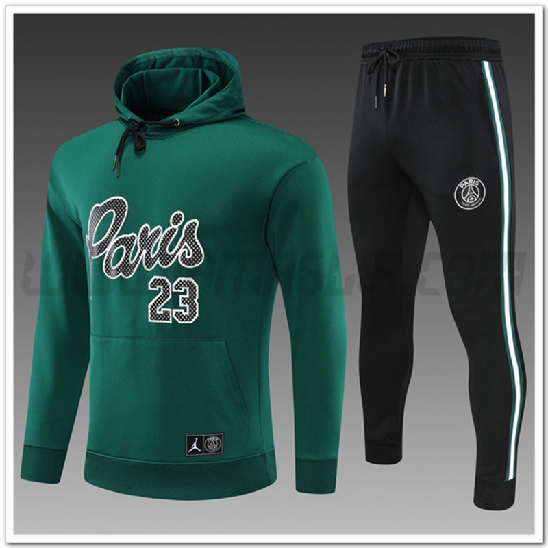 Tuta Giacca con Cappuccio PSG Bambino Verde 2022 2023