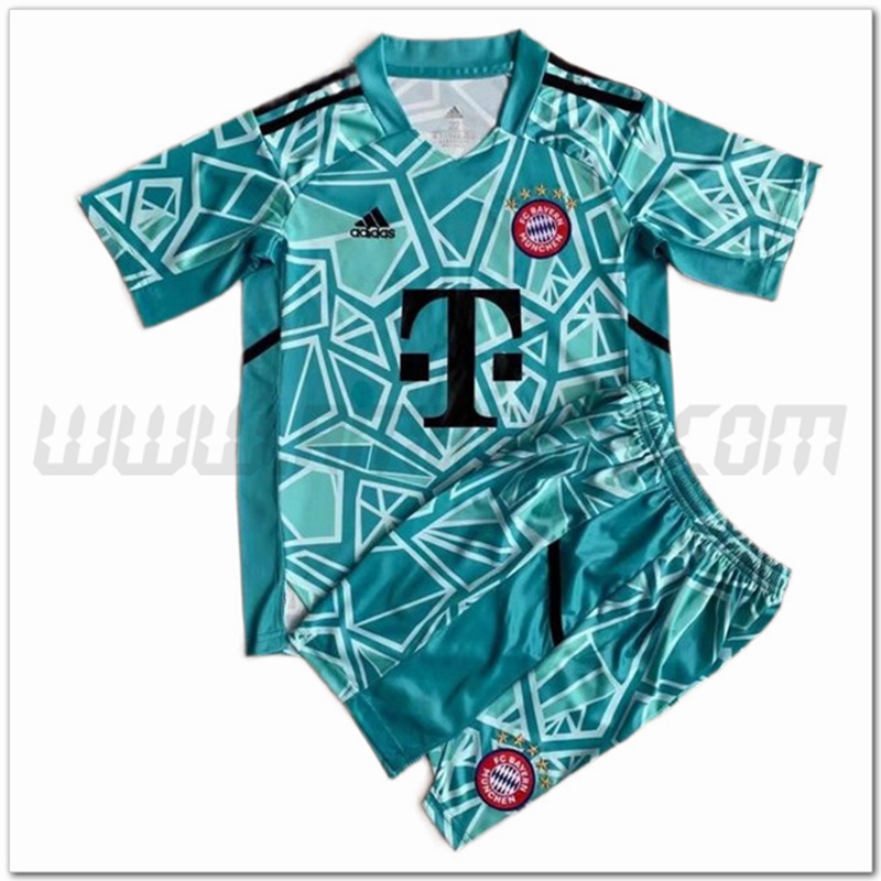 Kit Maglia Portiere Bayern Monaco Bambino 2022 2023 Blu