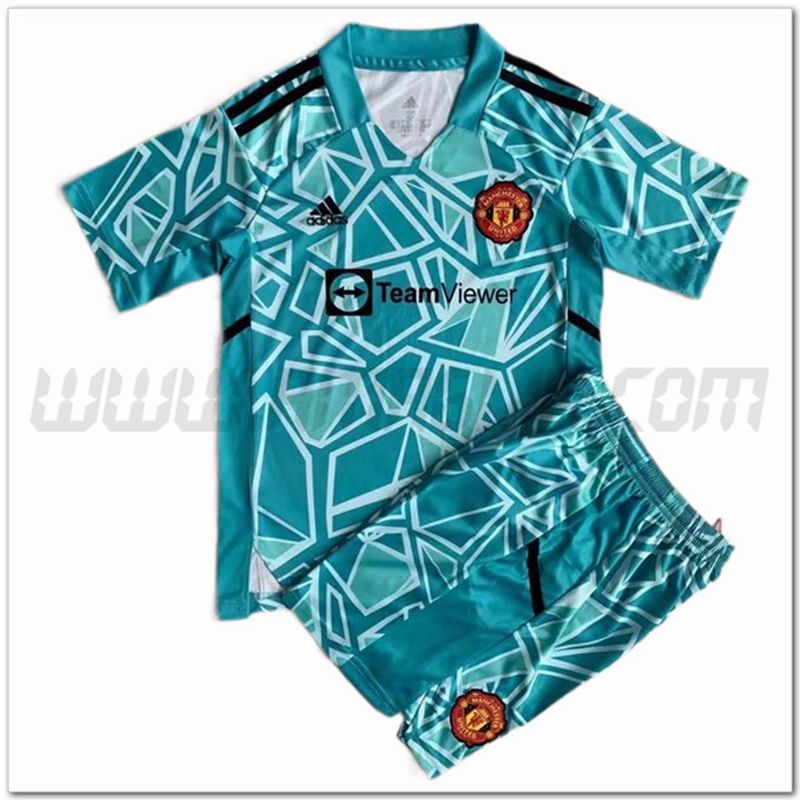 Kit Maglia Portiere Manchester United Bambino 2022 2023 Blu
