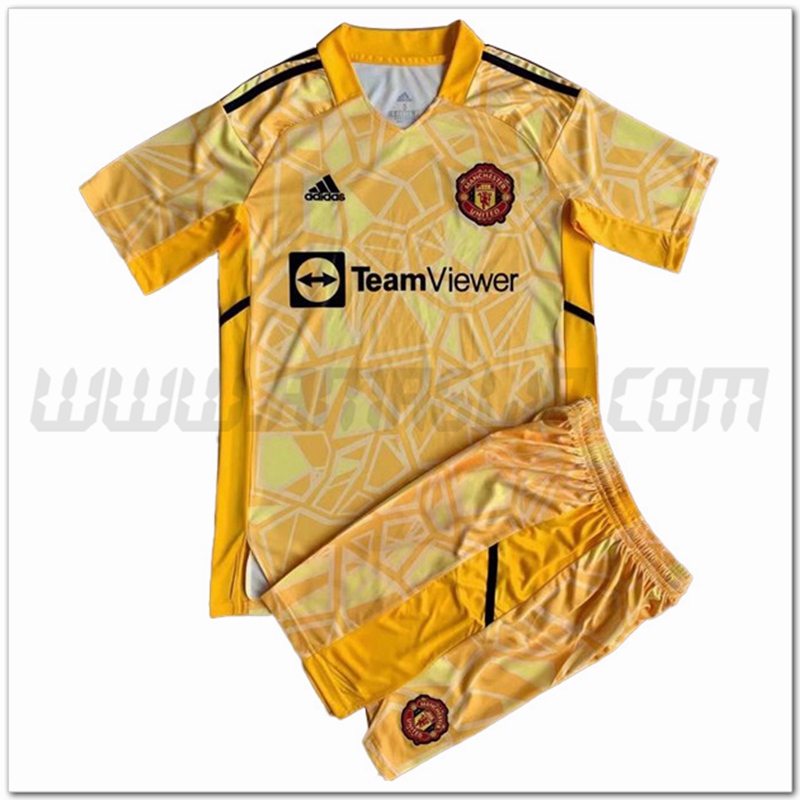 Kit Maglia Portiere Manchester United Bambino 2022 2023 Giallo