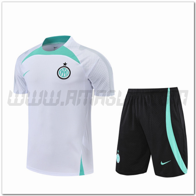Maglia Allenamento Inter Milan + Pantaloncinis Bianco 2022 2023