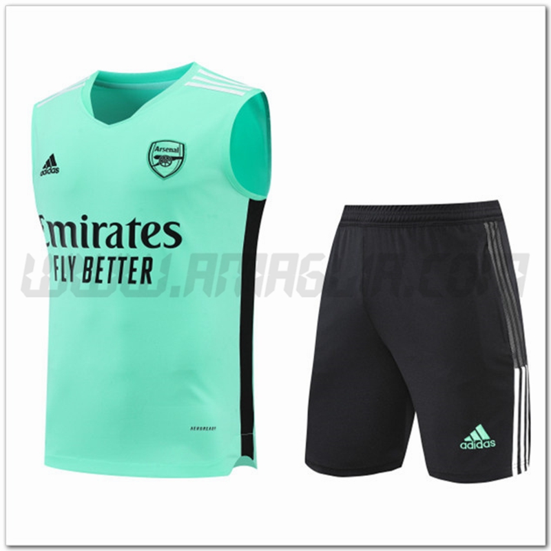 Maglia Allenamento Senza Maniche Arsenal + Pantaloncini Verde 2022 2023