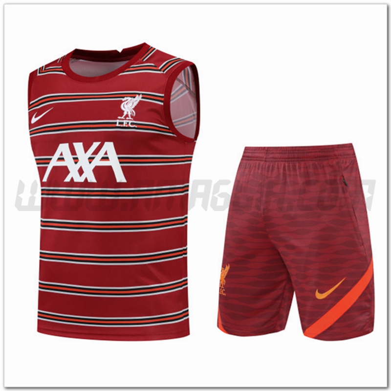 Maglia Allenamento Senza Maniche FC Liverpool + Pantaloncini Rosso 2022 2023