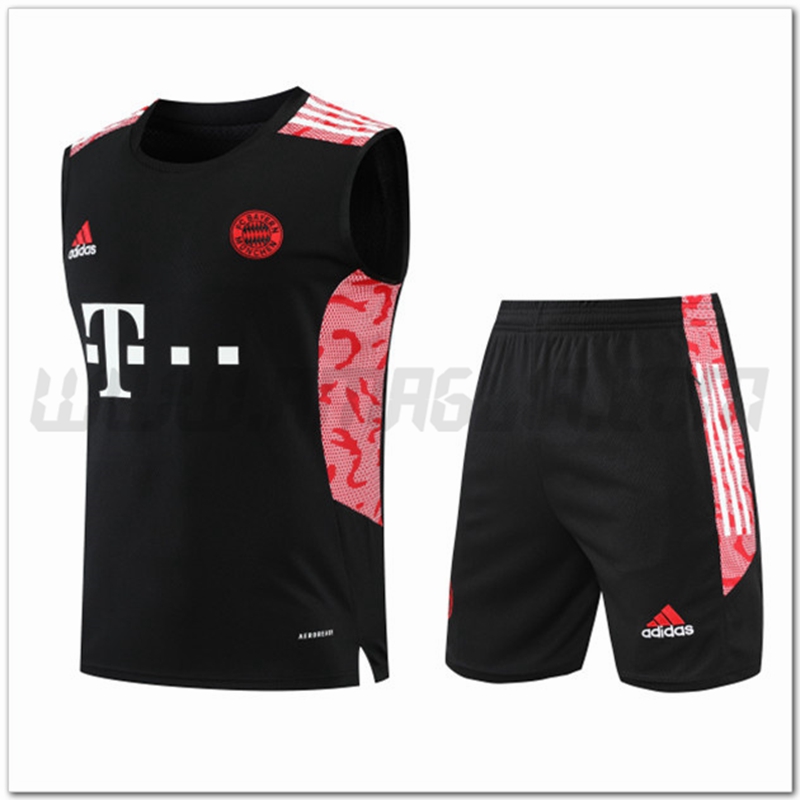 Maglia Allenamento Senza Maniche Bayern Monaco + Pantaloncini Nero 2022 2023