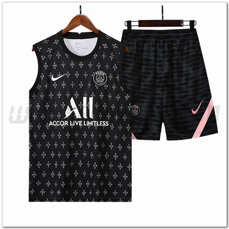 Maglia Allenamento Senza Maniche PSG + Pantaloncini Bianco 2022 2023
