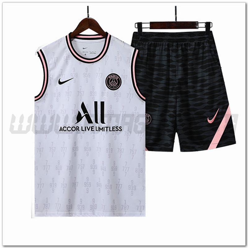 Maglia Allenamento Senza Maniche PSG + Pantaloncini Verde 2022 2023